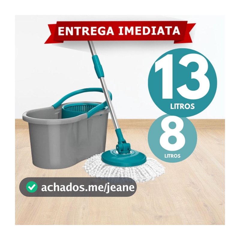 Mop Giratório Fit Grande Com Cabo Inox