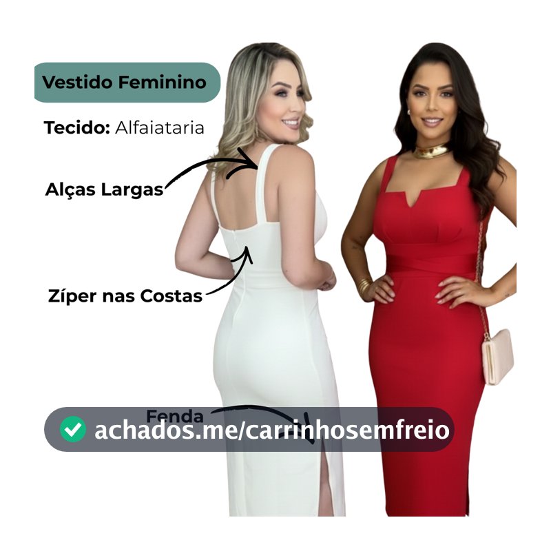 Vestido Feminino Mídi de Alfaiataria Faixa na Cintura