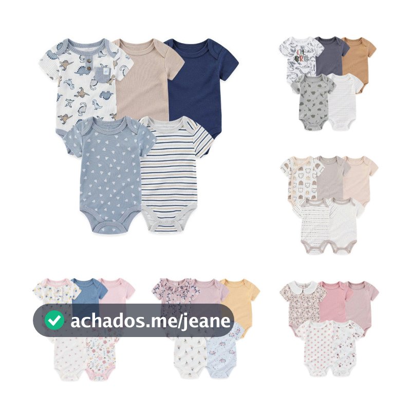 kiddiezoom Moda 5 Peças Quatro Estações Unissex Bebê Menino Menina Bodysuits Manga Curta Roupas Para Recém-Nascidos