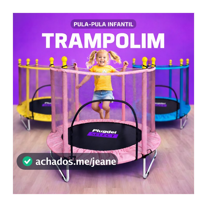 Pula Pula até 150kg Cama Elástica Trampolim Infantil 1.13m Com Rede de Proteção p/ Usuários TB02