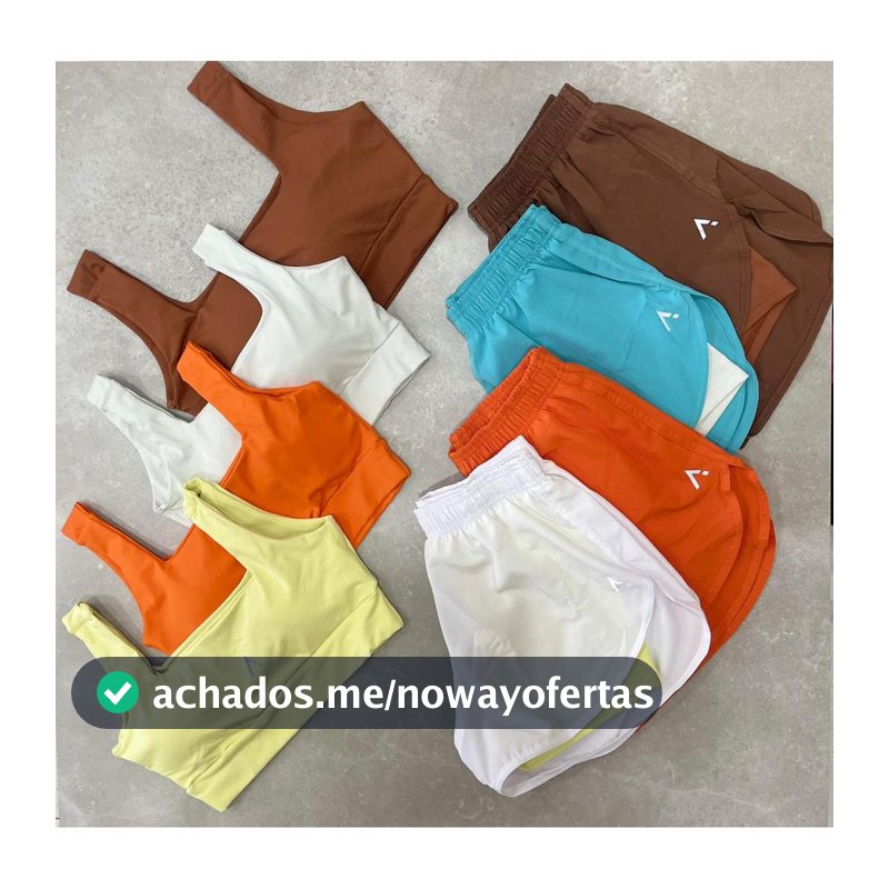 Conjunto Short Duplo Tactel Poliamida Fitness Academia Treino