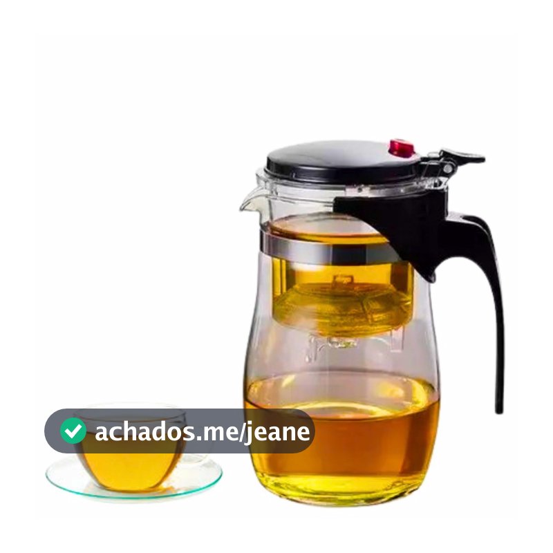 Chaleira Bule Jarra de Vidro 600ML Para Chá Com Infusor Reutilizável