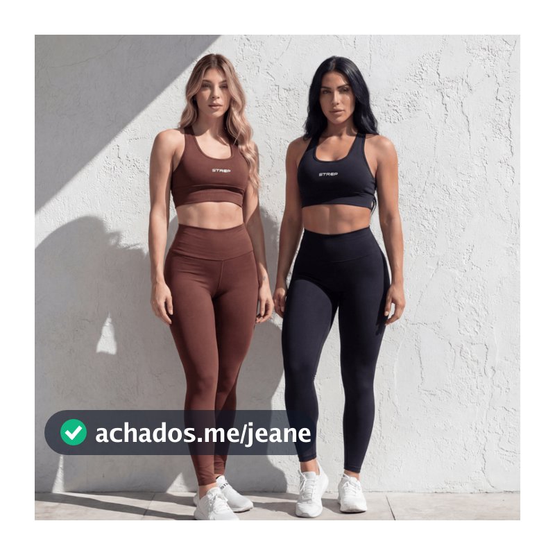 Conjuntos Fitness Feminino Strep Top + Calça Legging Cintura Alta Suplex Academia & Treino