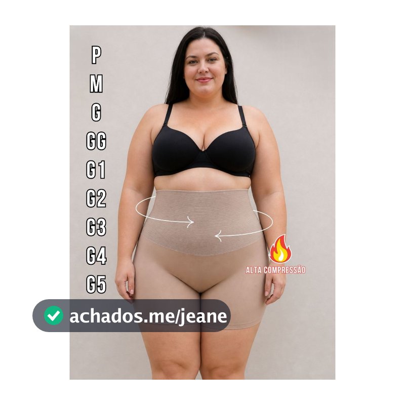 Short Cinta Modeladora Segura Barriga Plus Bermuda Anágua Modelador Afina Cintura Alta Compressão