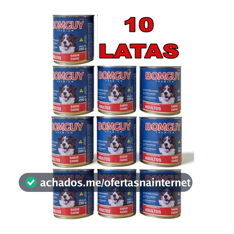 10 Latas De Patê Bomguy Premium Sabores Carne, Frango e Figado Ração Úmida para Cães 280g - FVO