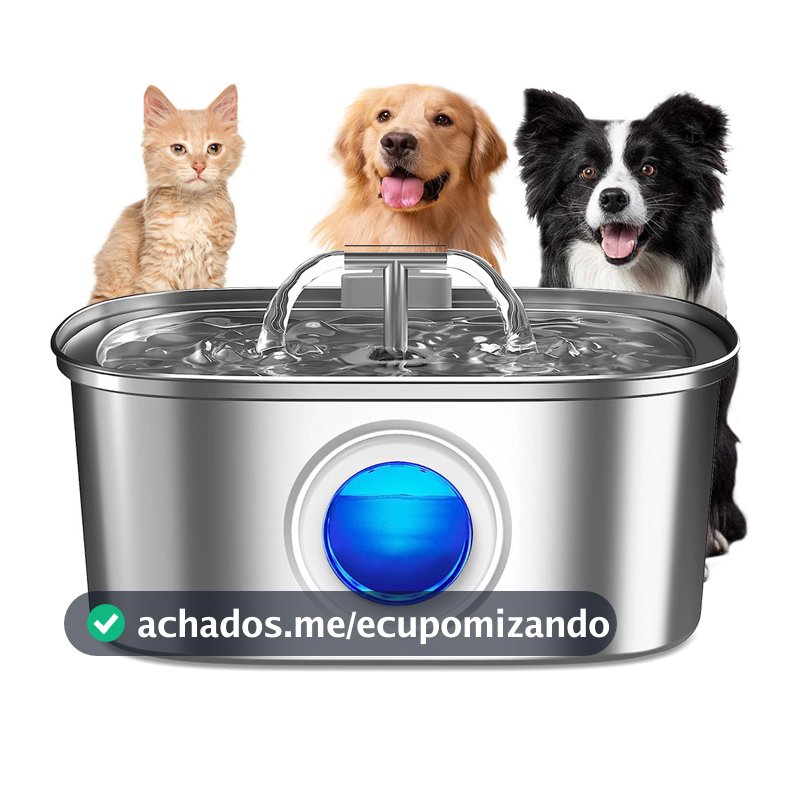 Newpet Bebedouro Gato Fonte Água Inox com Filtro Automático Elétrica Bivolt Silencioso Aço inoxidável 3,2L