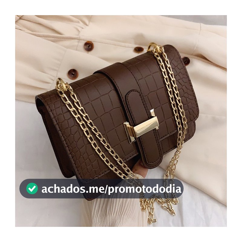 Modelo 9033, bolsa feminina de ombro em PU com corrente, estilo fashion e com textura de pedra.