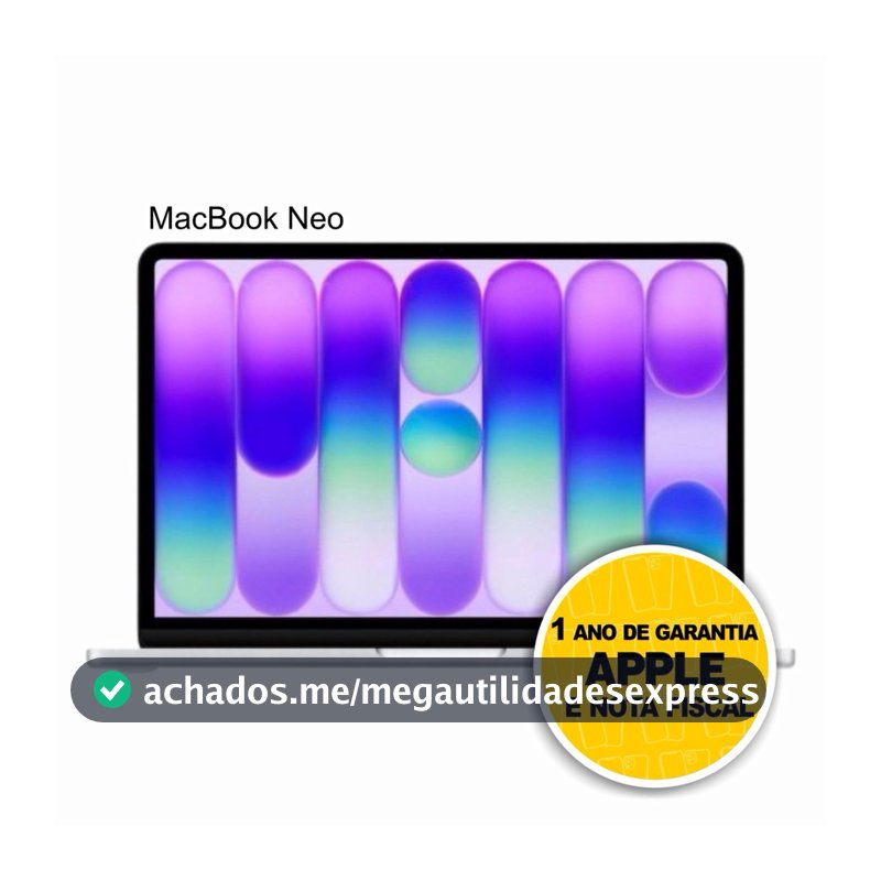 MacBook Neo Apple 13" Chip A18 Pro CPU de 6 núcleos GPU de 5 núcleos 8GB RAM 256GB Nota Fiscal