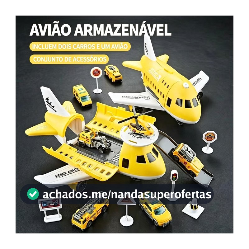 Avião Garagem Infantil com 4 Carrinhos e Helicóptero, Pista e Brinquedo de Construção super qualidade