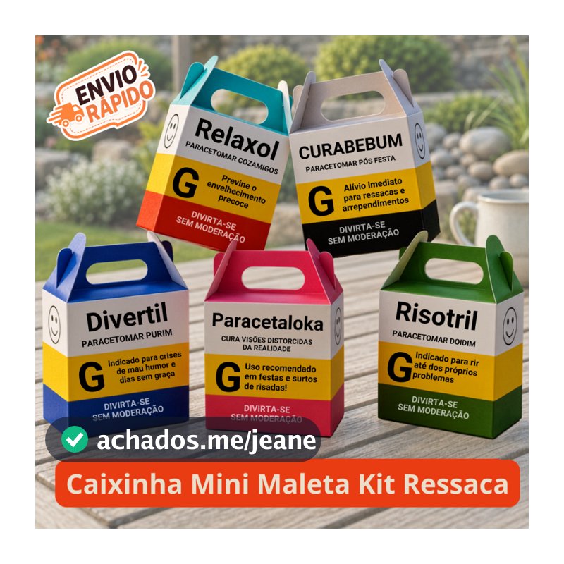 Caixinhas Kit Ressaca Mini Maleta Lembrancinhas Divertidas Casamento, Aniversário, Formatura