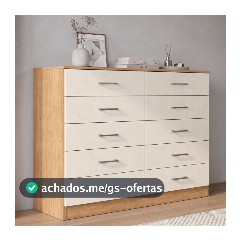 Cômoda 10 Gavetas 120cm Caribe Armário Gaveteiro Organizador Quarto Casal Closet Moderna - Blue Moby