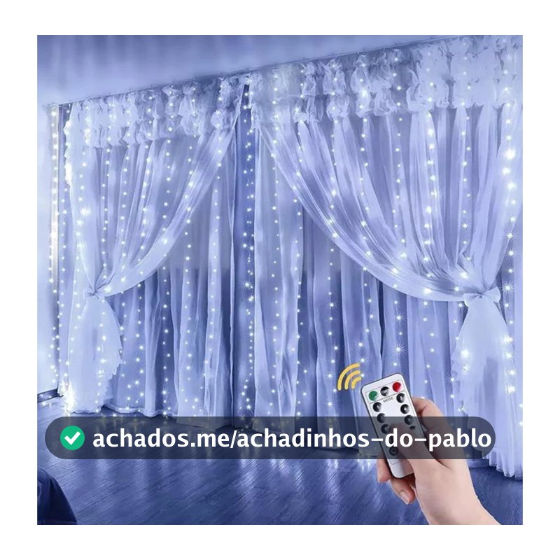 LED Cortina 3x3 led pisca luz romântica para casamento de natal ao ar livre Branco Frio