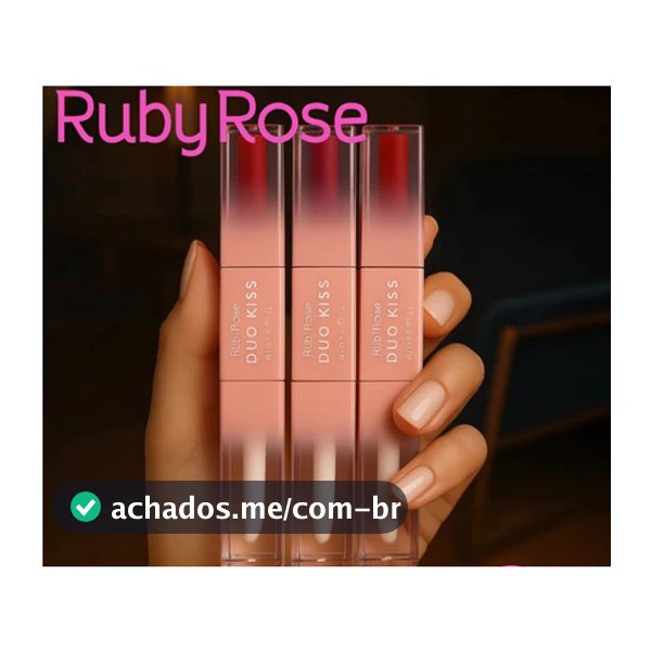 Batom Líquido Ruby Rose Duo Kiss Matte 2 em 1 Alta Cobertura Com Gloss