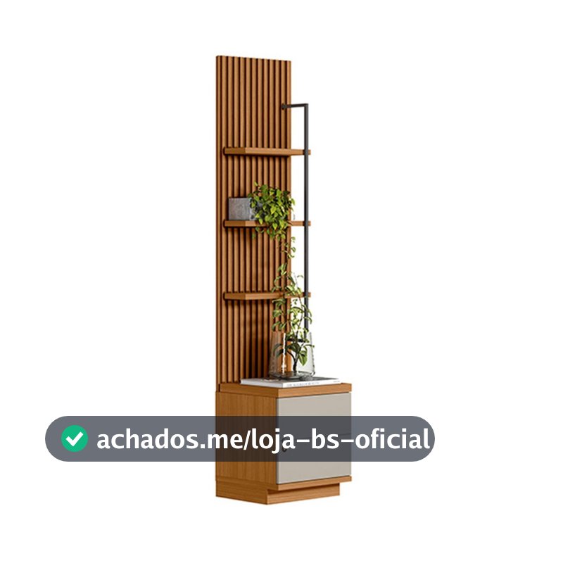 Estante para Livros Colina 3 Prateleiras 1 Porta Nature/Off White - Pnr Móveis