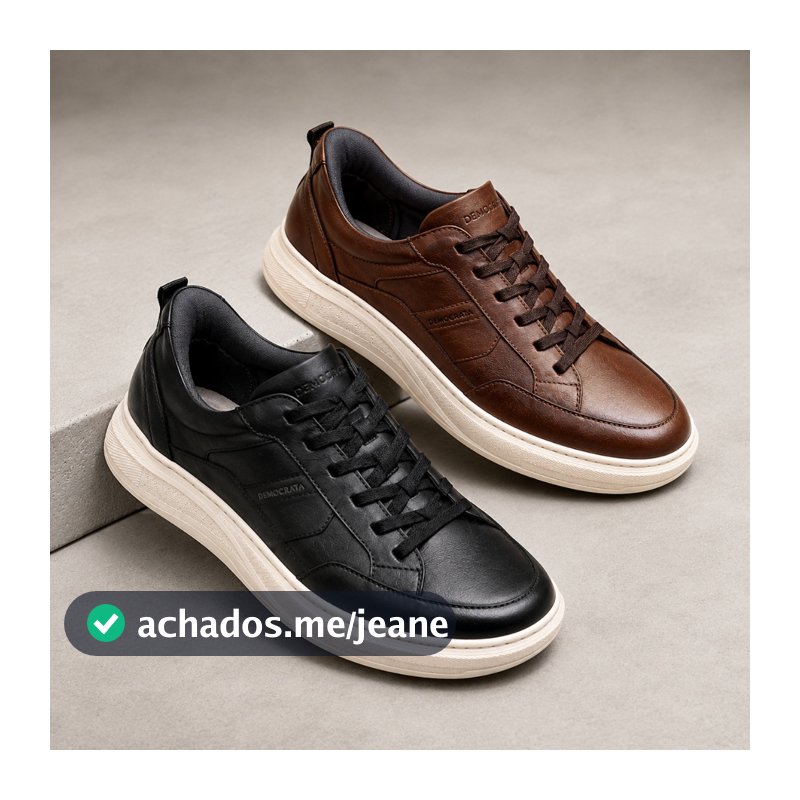 Tênis Masculino Casual Democrata Pace Original Tenis Couro Calce Fácil Urbano Elegante Versátil