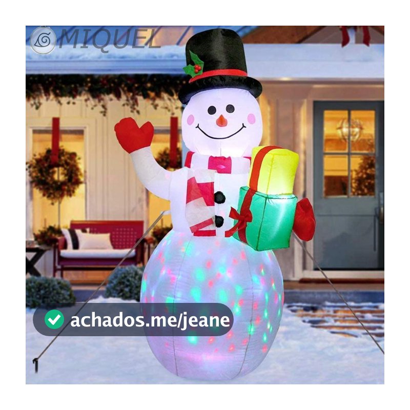 Boneco De Neve Inflável Com Luzes Led Giratório Para Decoração De Natal Miquel