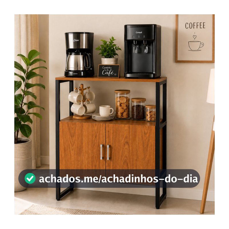 Buffet Aparador 70cm Industrial com 2 Portas Prateleira Multiuso para Cantinho do Café Sala Cozinha
