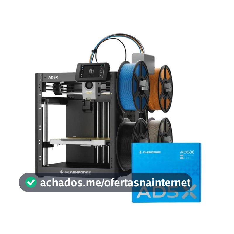 Impressora 3D multicolorida FlashForge AD5x Core XY 600mm/s 127V e 220V Comutável+ Kit de Fechamento