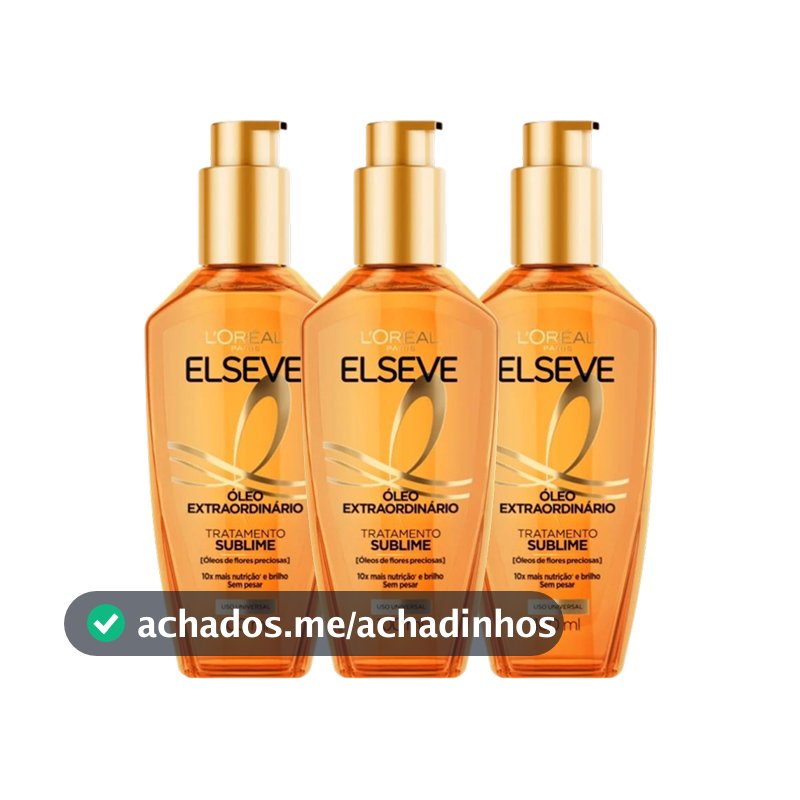 Kit 3 Óleo Capilar Elseve L'Oréal Paris Óleo Extraordinário 100ml - 3 unidades