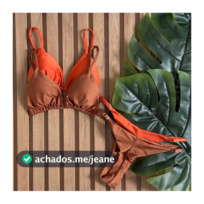 Kit 2 Biquíni Fio Dental Fita Bronze Cortininha Moda Praia Verão 2025 com bojo poliamida