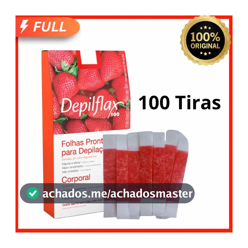 100 Tiras de Cera Depilatória Facial Morango 50 Pares Unidades Sobrancelhas Buço — Prontas para Uso Depilflax
