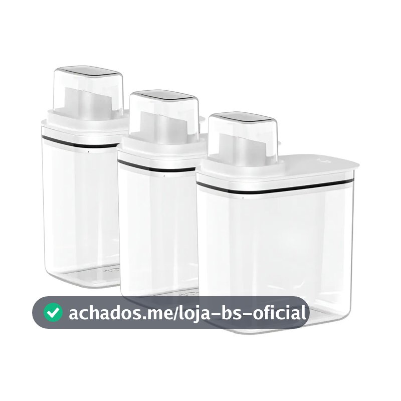 Kit Lavanderia 3 Dispenser para Sabão Líquido ou em Pó 1,5L Branco - OU