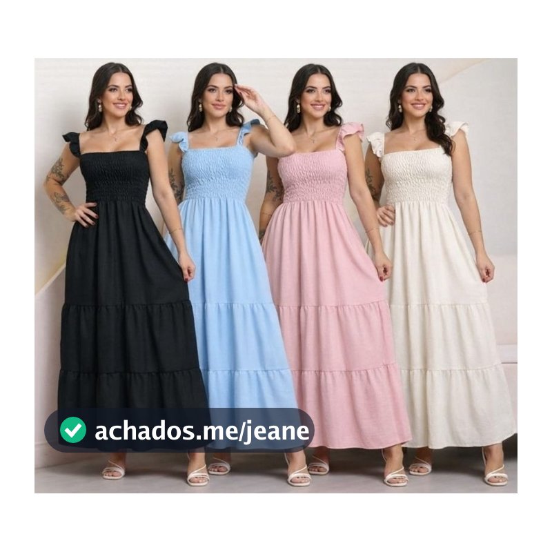 Vestido Feminino de Alça com Babado Elegante, Delicado e Super em Alta