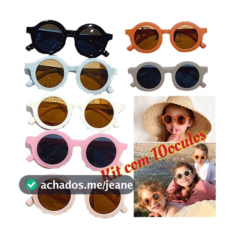 Kit10Óculos de Sol Redondo Infantil UV400 KIDS Menina Menino，promoção seguro