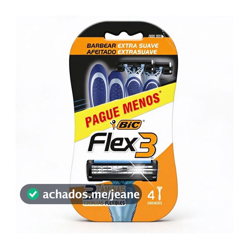 Barbeador descartável Flex3 Azul 4 unidades Bic