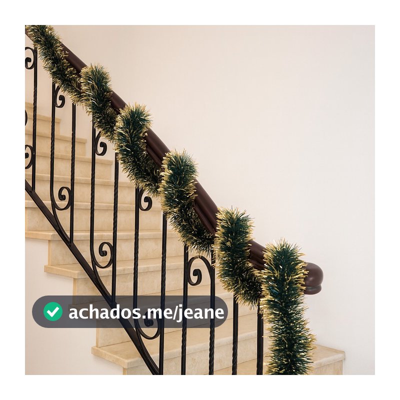 Festão De Natal Decoração Natalina Verde Com Dourado