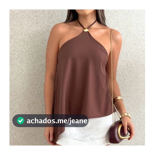 Blusa Feminina Frente Única Assimétrica Elegante Fivela Dourada amarração no pescoço crepe duna elegante casual