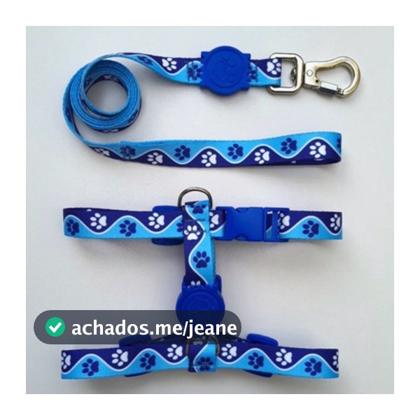 Peitoral H Anti Puxão Azul de patinhas