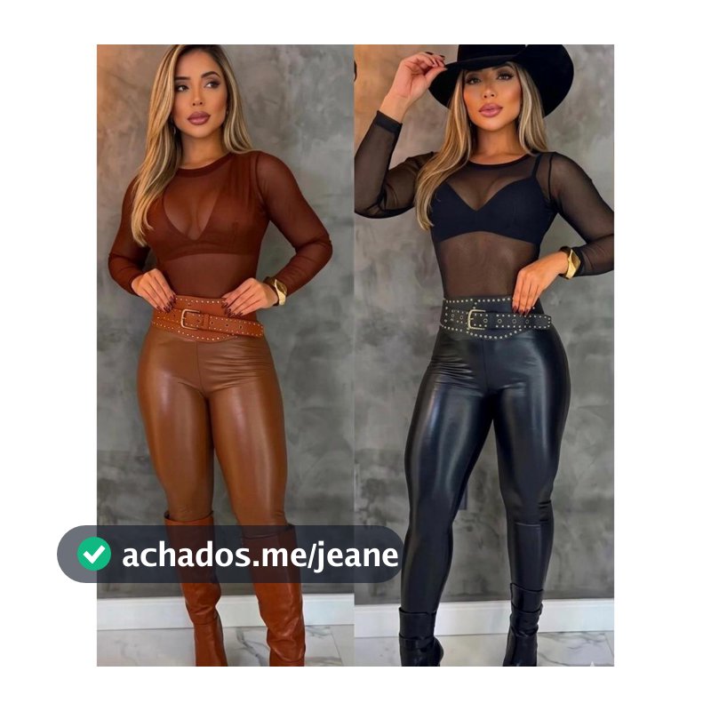 Calça legging cirrê couro fake calça cintura alta