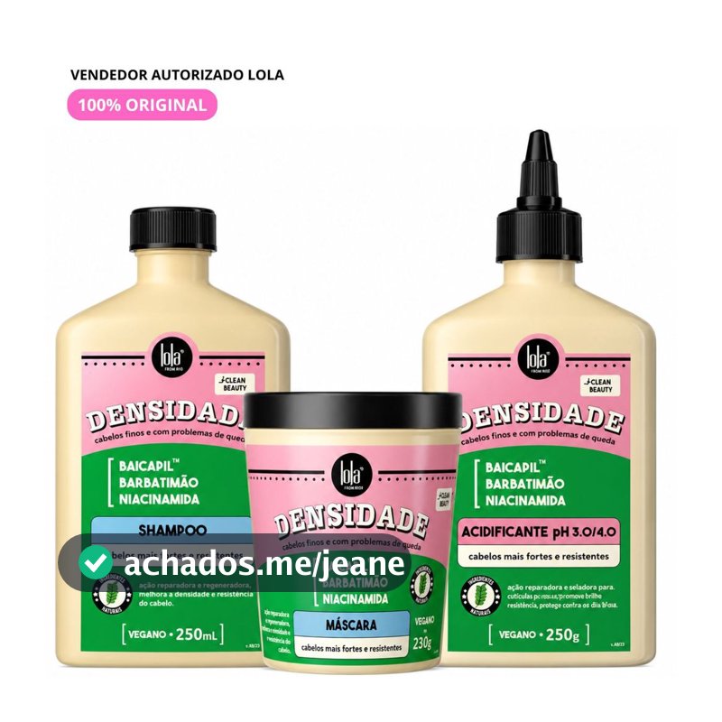 Kit Lola Densidade Shampoo, Máscara e Acidificante