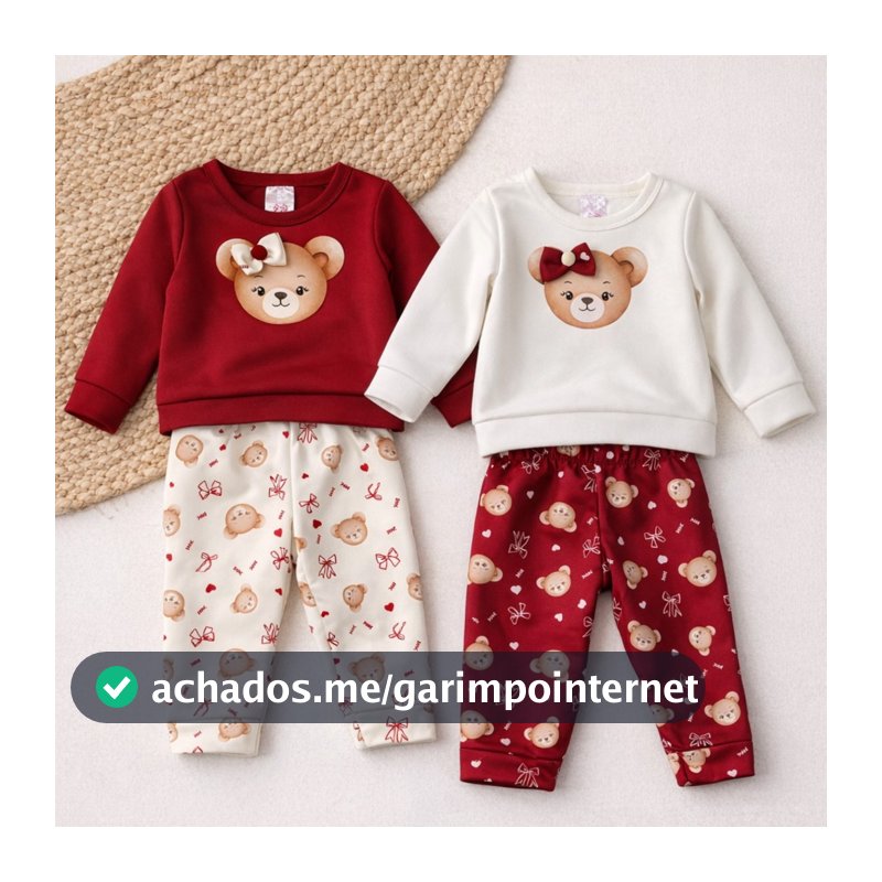 Conjunto Bebê Feminino Soft Plush Inverno | Casaco e Calça | Roupa Infantil Menina Fofa | P M G