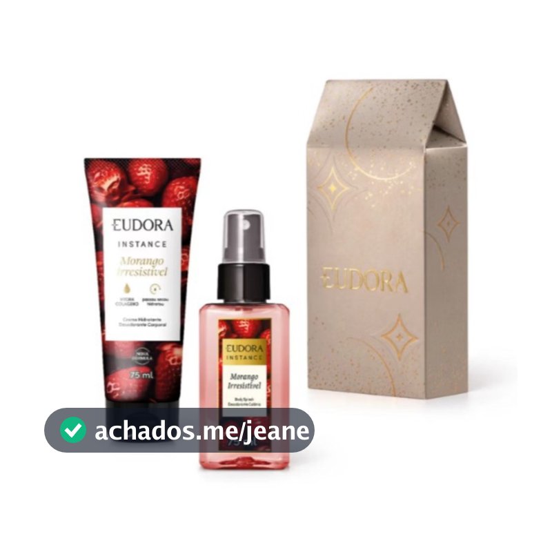Kit Eudora Instance Morango Irresistível Body Splash 75 ML + Hidratante Corporal 75 ML