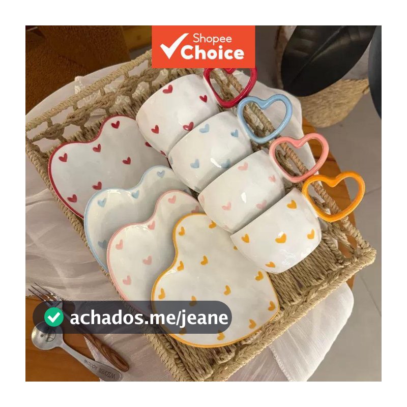 Conjunto de xícaras e pires de cerâmica pintadas à mão estilo coreano para café, ideal para presente