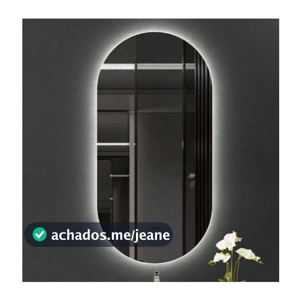 Espelho Oval Orgânico 80x50cm e 40x50cm Com LED ou Sem LED Luz Quente e Fria Banheiro e Quarto