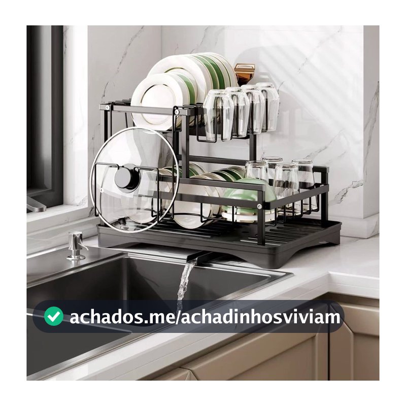 Escorredor de Louças Rack Aço Carbono Organizador Preto