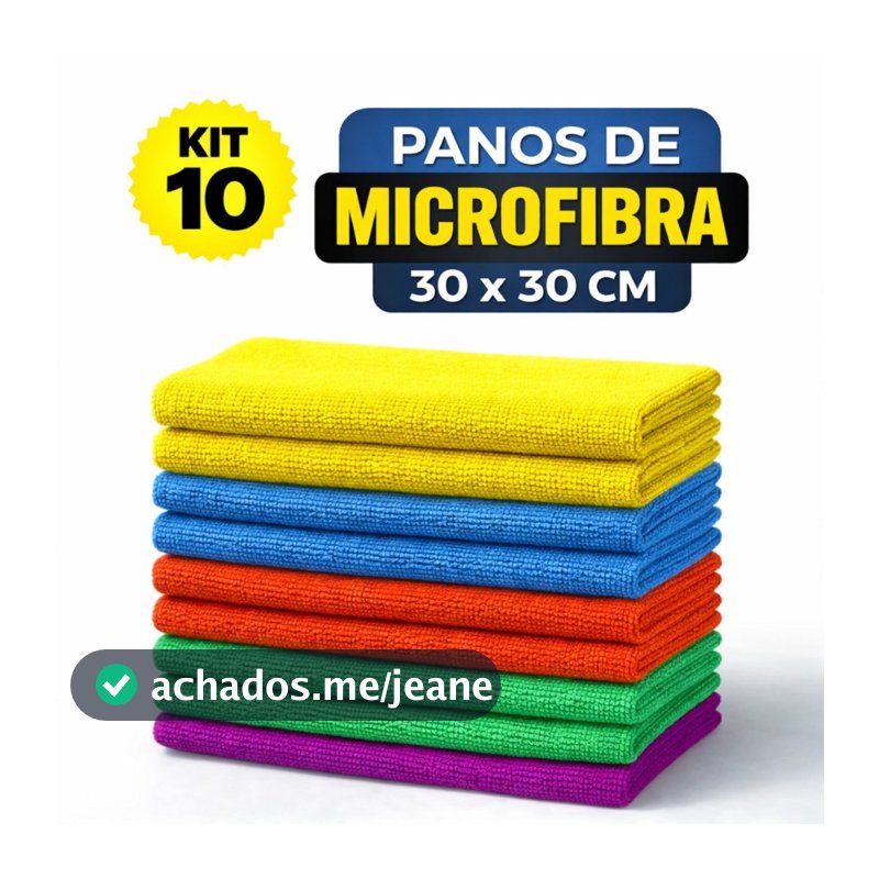 Kit 10 Panos de Microfibra Multiuso para Limpeza Doméstica Alta Absorção