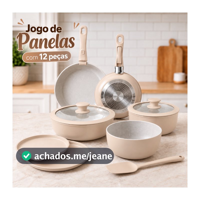 Jogo De Panelas 12 Peças Cerâmica, Indução, Antiaderente Com Tampa De Vidro Utensílios Cozinha Frigideira