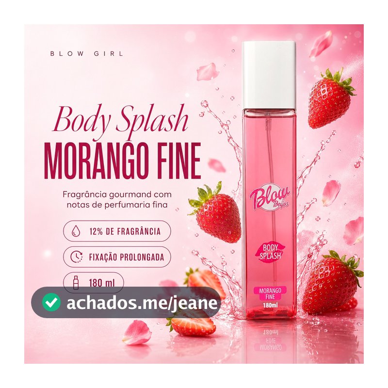 Body Splash Feminino Morango 180ml Perfume Corporal Cheiroso Fixação Longa Fragrância Doce Gourmand Blow Girl