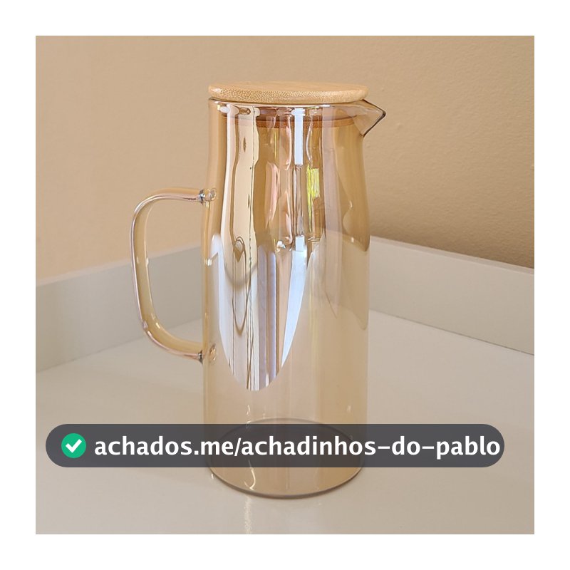 Jarra de Vidro 1 Litro Âmbar e Transparente com Tampa de Bambu Jarra de Vidro Borossilicato