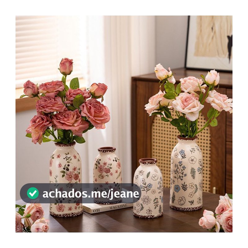 Vaso Cerâmico Floral Pequeno Elegante , Ornamento Decorativo Minimalista De Mesa Para Casa
