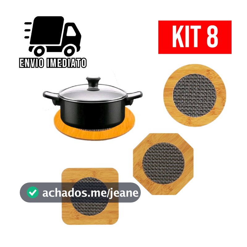 Kit 8 Descanso de Panela Bambu Redondo Porta Panela e Travessa para Mesa Cozinha Achadinhos da Shoppe Casa Baratinho
