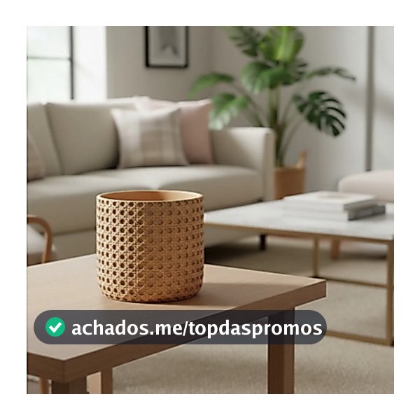 Cachepot Adorno Pequeno Cimento Textura Palha 13,5x13,5 A Cm