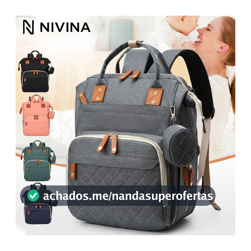 Mochila Bolsa Maternidade Mamãe Bebê Impermeável Porta mamadeira Fralda Menina Menino