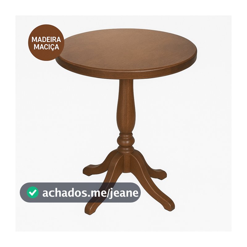 Mesa Lateral Rústica Vintage Pé Torneado Madeira Maciça Com Borda Cor Castanho