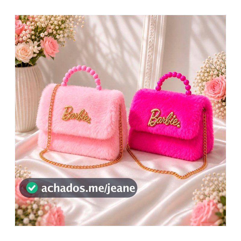 Bolsinha Infantil Pelúcia Barbie Menina Blogueira Alça Pérolas Estilosa Criança