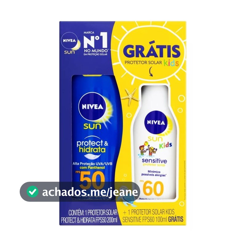 Kit Protetor Solar Adulto 50 FPS 200 ml + Protetor Solar Infantil 60 FPS 100 ml - Nivea